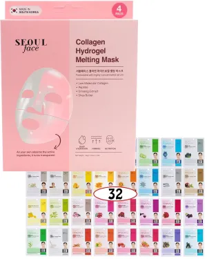 DERMAL 32 Combo Sheet Mask   Collagen Hydrogel Melting Jelly Gel Mask 4ea Bundle