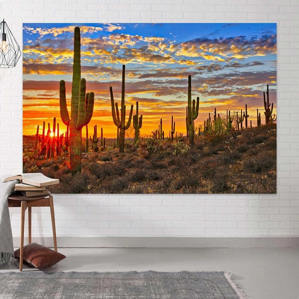 Desert Scenery Backdrop Cactus Photography Backdrops Desert Sunset Photo Backdrop Tourist Scenery Photo Backdrop Curtains (9X6FT)