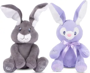 Dimple Milo and Bella Stuffed Bunny Toy Set - Animated Interactive Baby Bunny with Peek-a-Boo Feature and Singing Songs - Baby Easter Gifts for Kids, Boys, Girls- Baby Plush Toy Gift for Ages 0 and Up