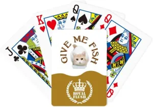Dinner Dried Fish Cat Love Royal Flush Poker Playing Card Game