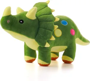 Dinosaur Plush Toy, 16" Stuffed Animal Triceratops Throw Plushie Pillow Doll, Soft Green Fluffy Friend Hugging Cushion - Present for Every Age & Occasion