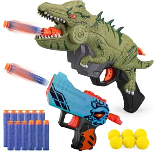 Dinosaur Toys Gun with Foam Bullets & Foam Balls for Kids 5-7, Shooting Games Soft Bullet Gun for Boys 8-12, Toy Foam Blasters Guns for Nerf Guns, Cool Birthday Gift Idea, Parties or Christmas, T-Rex