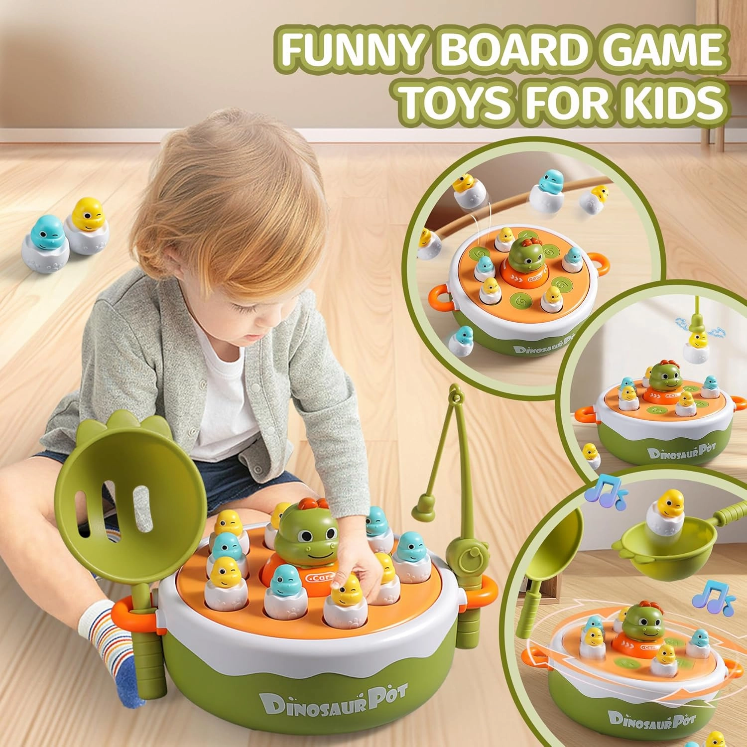 Dinosaur Rotating Board Game | Family Game Toys | Music Rotating Board Game | Birthday Gifts for Boys and Girls Aged 6-8 | Toys for 3-6 Years Old |