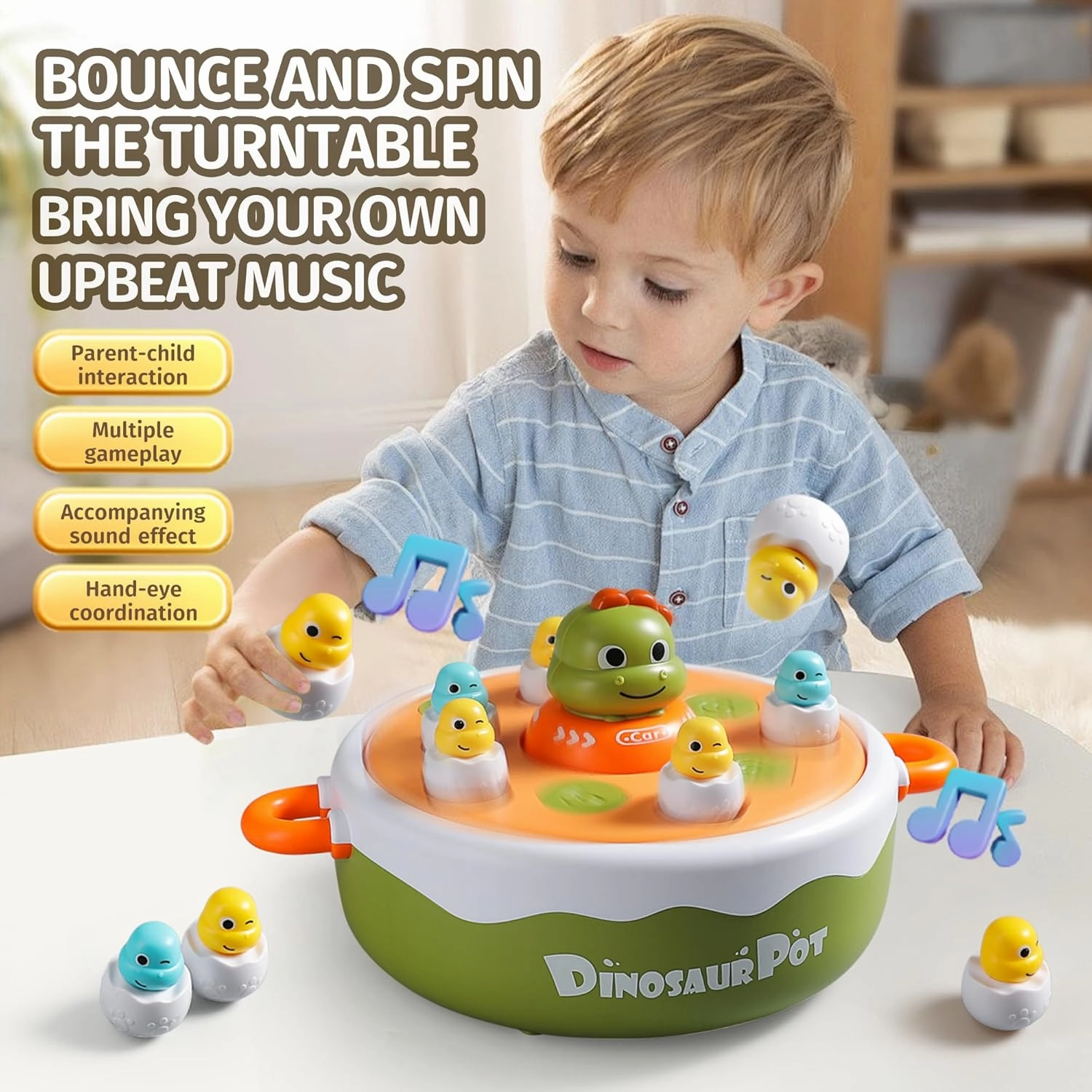 Dinosaur Rotating Board Game | Family Game Toys | Music Rotating Board Game | Birthday Gifts for Boys and Girls Aged 6-8 | Toys for 3-6 Years Old |