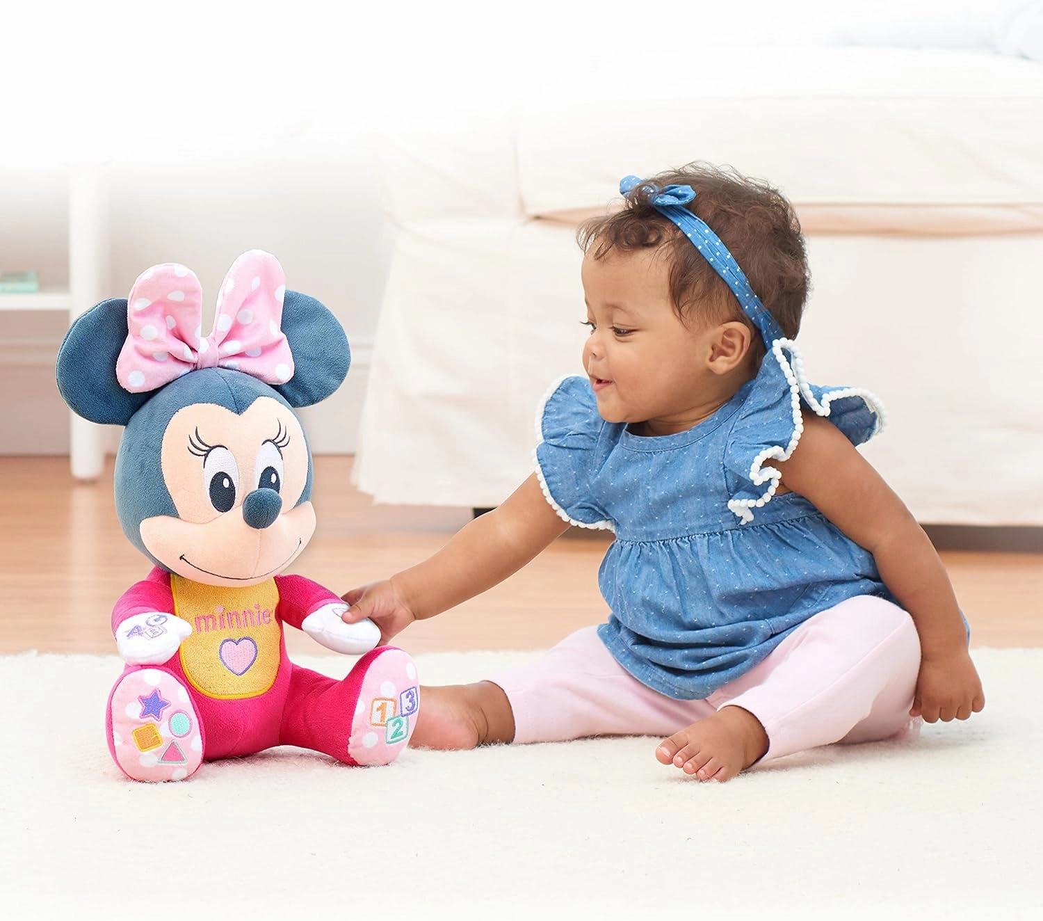 Disney Baby Musical Discovery Plush Minnie Mouse with Sounds and Phrases, Sings ABCs, 123s, and Colors Songs, Kids Toys for Ages 06 Month by Just Play