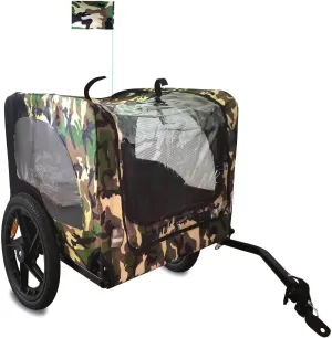 Dog Bike Trailer - 88LB Capacity Foldable Pet Carrier w/16 Wheels, Safety Leash & Weatherproof Canopy