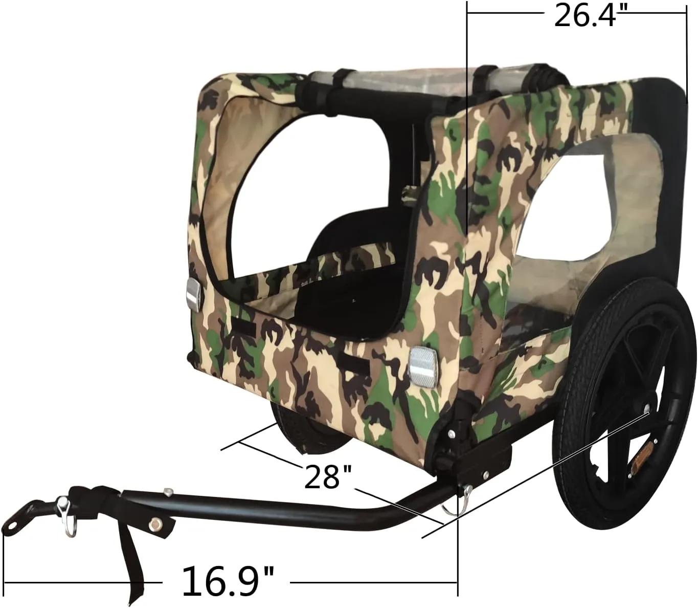 Dog Bike Trailer - 88LB Capacity Foldable Pet Carrier w/16 Wheels, Safety Leash & Weatherproof Canopy