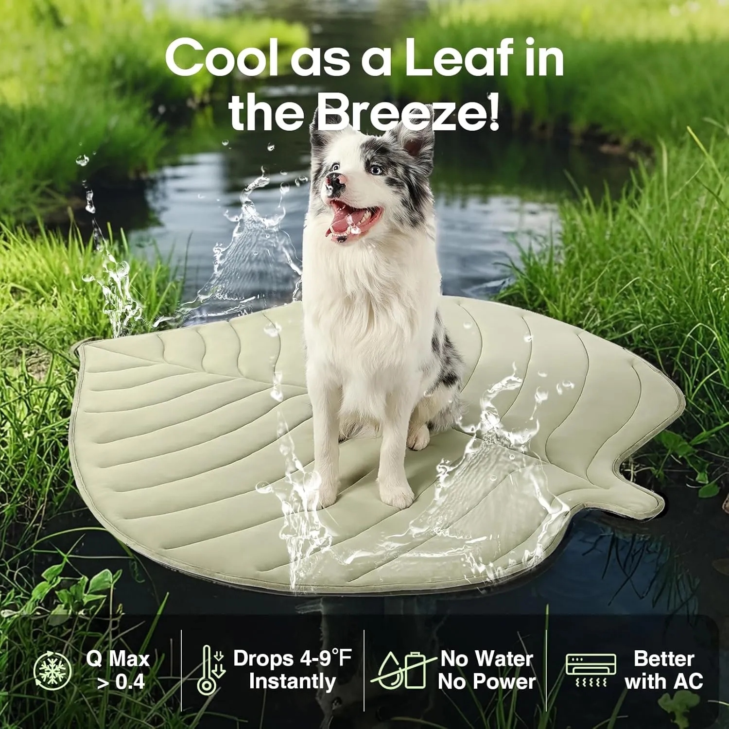 Dog Cooling Mat - Large Leaf Shaped, Washable, Non-Slip, Summer Pad for Dogs and Cats, Durable Cotton, Lightweight