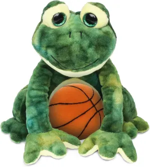 DolliBu Frog Stuffed Animal with Basketball Plush - Soft Huggable Frog, Adorable Playtime Plush Toy, Personalized Plush Doll Animal Toy for Kids and Adults - 10.5 Inch