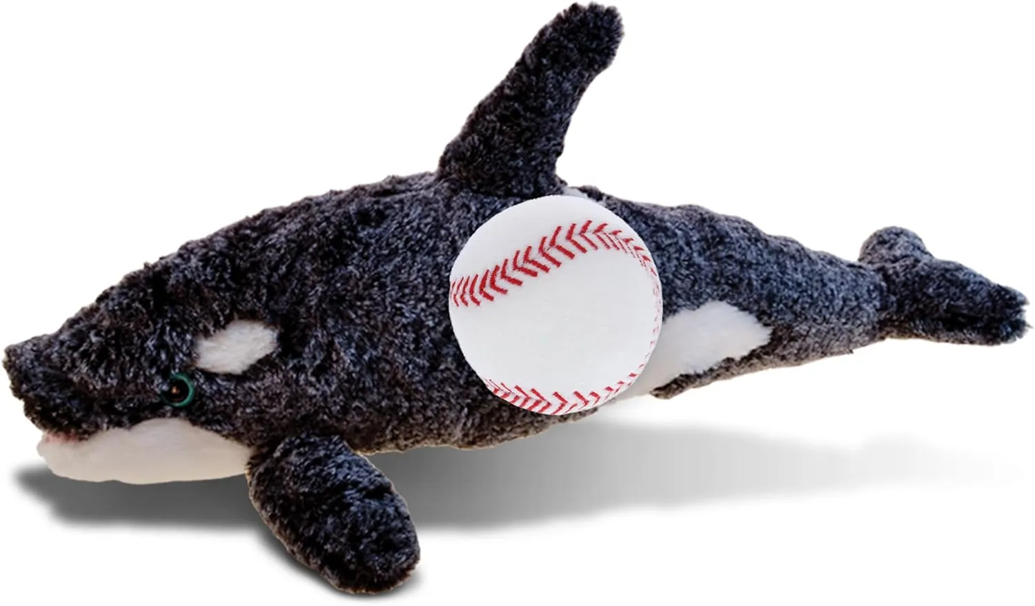 DolliBu Killer Whale Stuffed Animal with Baseball Plush - Soft Huggable Killer Whale, Adorable Playtime Plush Toy, Super Soft Plush Doll Animal Toy for Kids and Adults - 18 Inch