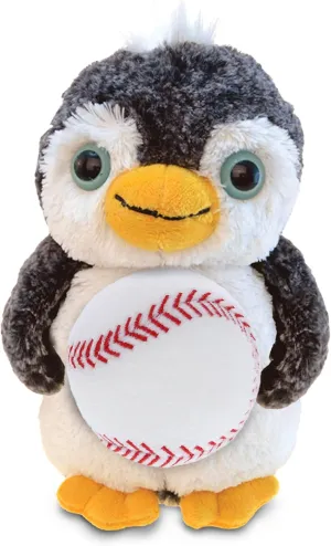 DolliBu Penguin Stuffed Animal with Baseball Plush - Soft Huggable Penguin, Adorable Playtime Plush Toy, Super Soft Plush Doll Animal Toy for Kids and Adults - 8 Inches