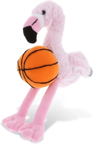 DolliBu Pink Flamingo Stuffed Animal with Basketball Plush - Soft Huggable Flamingo Adorable Playtime Plush Toy, Cute Zoo Animal Gift for Kids and Adults - 8 Inch