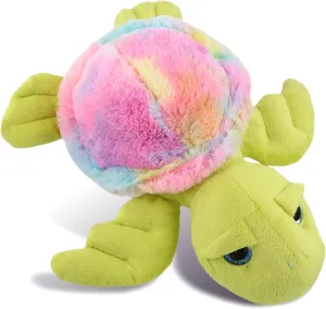 DolliBu Rainbow Green Sea Turtle Stuffed Animal – Soft Huggable Turtle Stuffed Toy, Adorable Playtime Ocean Plush Toy, Cute Cuddle Gifts for Kids and Adults – 10 Inch