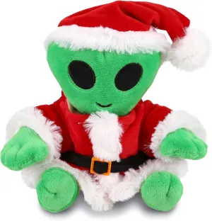 DolliBu Santa Alien Stuffed Toy Plush - Super Soft Stuffed Green Alien Dress Up with Red Santa Claus Outfit, Cute Space Stuffed Toy Gift, Perfect Holiday with Name Personalization - 6 Inches