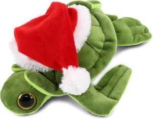 DolliBu Santa Big Eye Sea Turtle Stuffed Animal Plush Toy - Super Soft Ocean Life Animal Dress Up with Red Santa Claus Outfit, Perfect with Name Personalization - 6 Inches