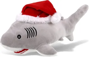 DolliBu Santa Grey Shark Stuffed Animal Plush Toy - Super Soft Wild Animal Dress Up with Red Santa Claus Outfit, Cute Ocean Wildlife Gift, Holiday 12 Inches