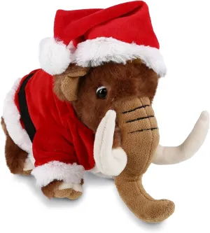 DolliBu Santa Wild Mammoth Stuffed Animal Plush Toy - Super Soft Elephant Dress Up with Red Santa Claus Outfit, Cute Wildlife Gift, Perfect Holiday with Name Personalization - 10 Inches