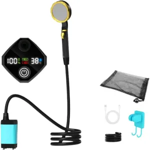 DONGKER Outdoor Shower Kit,Portable Shower USB Rechargeable Camping Shower with Intelligent LED Display & 2m Hose & Storage Bag for Outdoor Hiking Travel Pet Cleaning