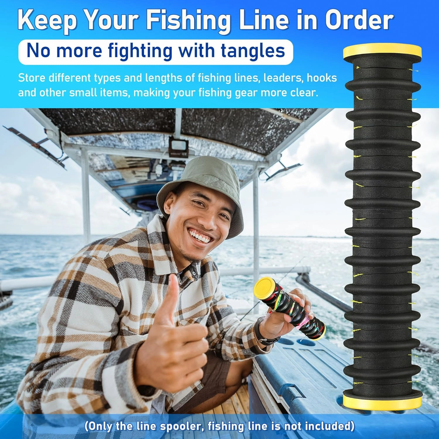 Dreyoo 3 Pcs Fishing Line Storage Organizer, Leader Holder with 12 Slots to Keep Your Lines Tangle Free, Spooler Winder, and Hook Keeper with Rigging Spools