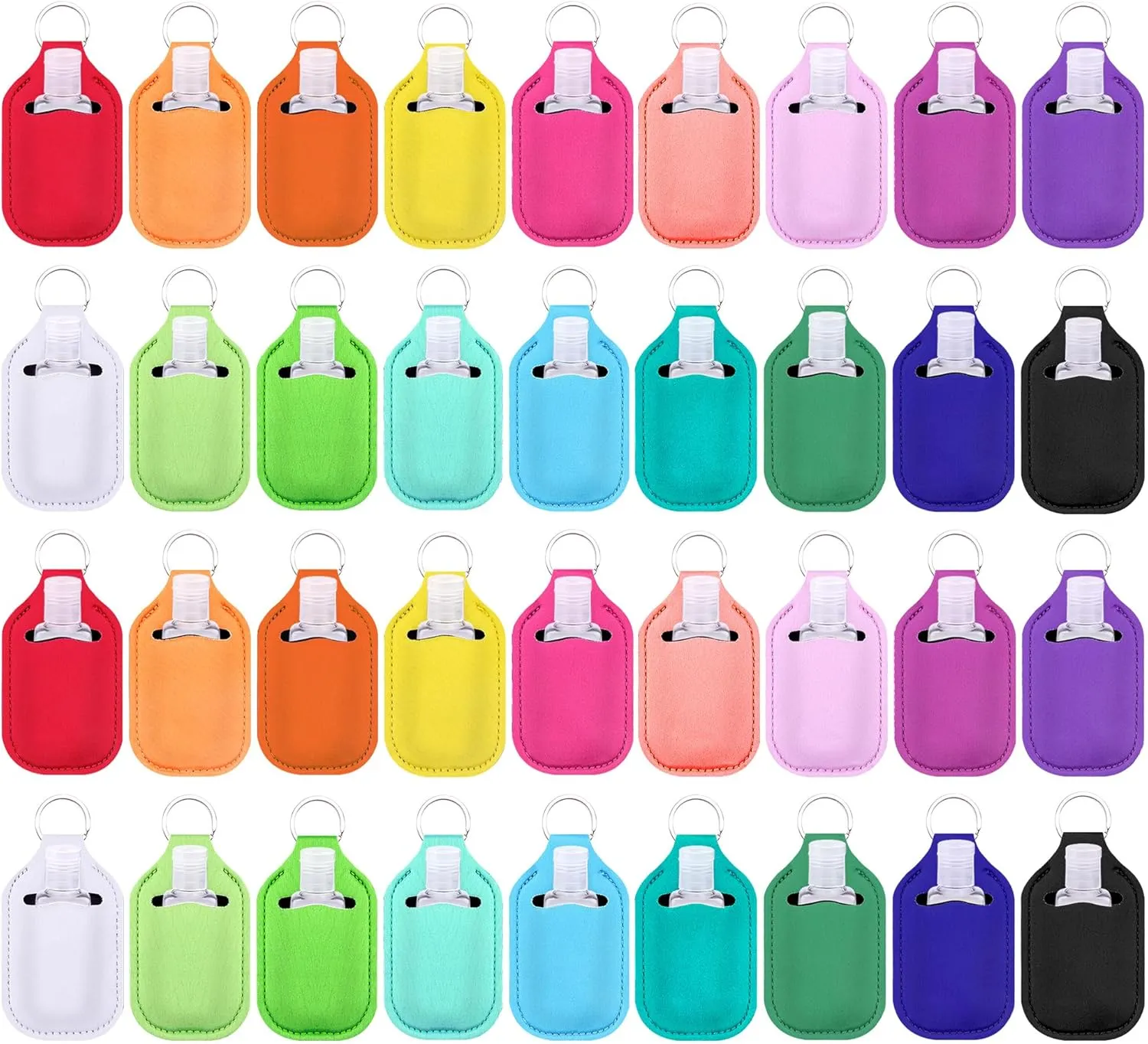 Duufin 72 Pieces Hand Sanitizer Holders Empty Travel Bottles Set Clear Refillable Bottles and Hand Sanitizer Keychain Holder