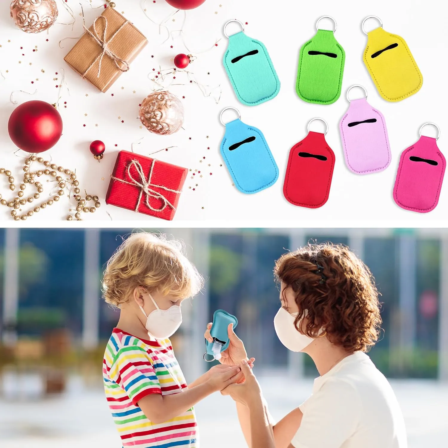Duufin 72 Pieces Hand Sanitizer Holders Empty Travel Bottles Set Clear Refillable Bottles and Hand Sanitizer Keychain Holder