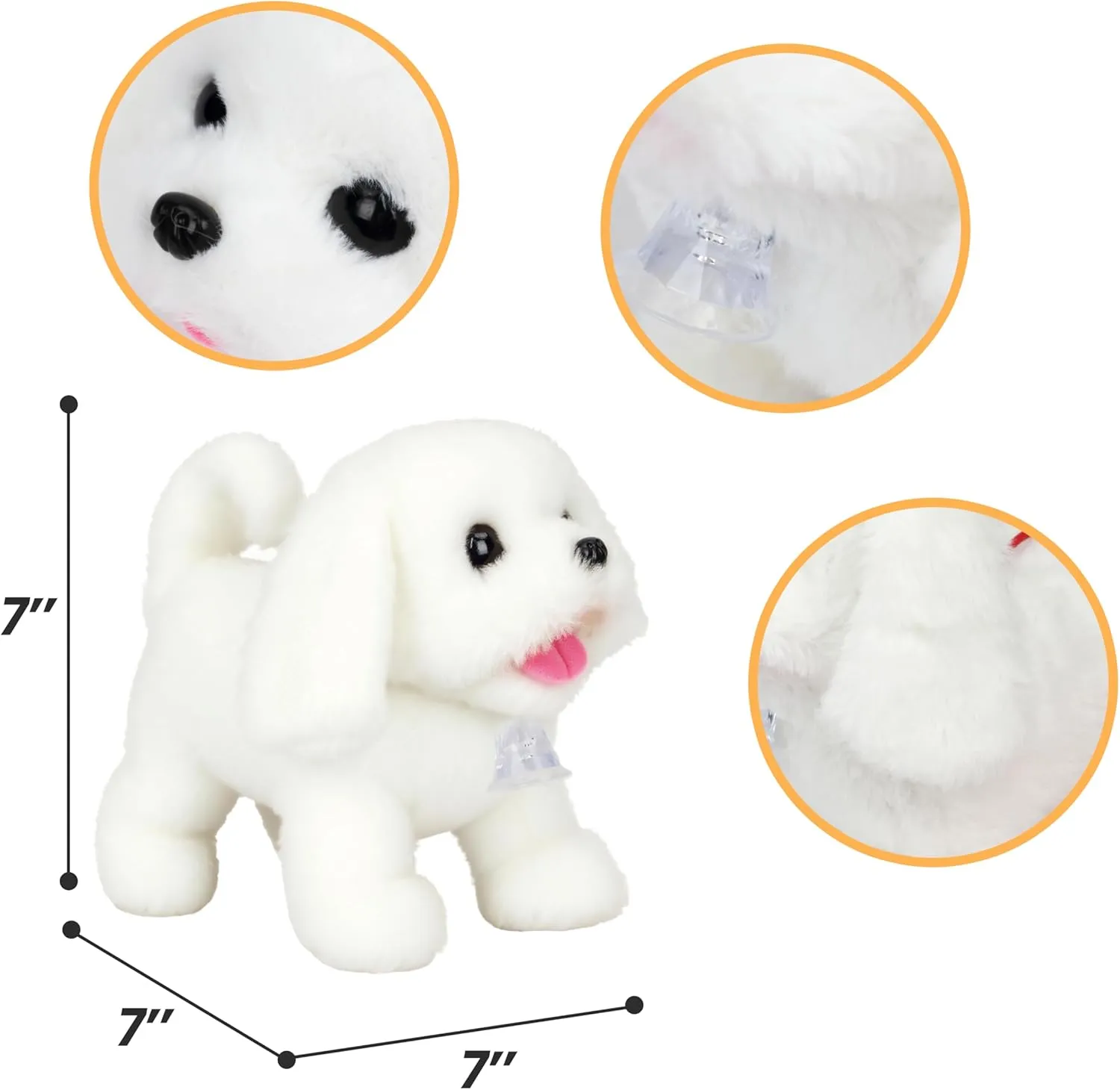 Easfan Electric Walking White Dog Plush Leash Puppy Toy Interactive Talking Musical Plush Toy with Remote Control Leash Christmas Birthday Gifts for Kids Toddlers