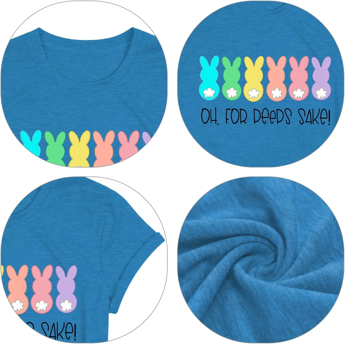 Easter Teacher T-Shirt for Women Teaching My Favorite Peeps Shirt Funny Bunny Rabbit Graphic Tee Tops