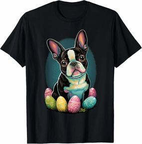Easter Boston Terrier Bunny Eggs Dog Easter Boston Terrier T-Shirt