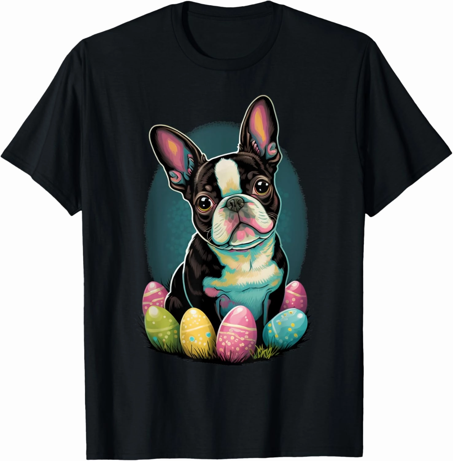 Easter Boston Terrier Bunny Eggs Dog Easter Boston Terrier T-Shirt