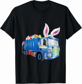 Easter Egg Garbage Truck Shirts Men Boys Easter Bunny Basket T-Shirt