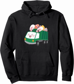 Easter Sunday Bunny Egg Hunting Rabbit Garbage Dump Truck Pullover Hoodie