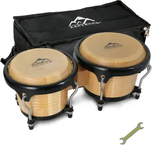 EASTROCK Bongo Drum 6.5” and 7.5” Bongos Set for Kids Adults Beginners Professionals Tunable Wood and Metal Drum Percussion Instruments with Bag and Tuning Wrench (Log)