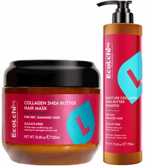 Ecolchi Collagen Hair Mask and Shampoo Set Natural Ingredient Collagen Deep Conditioning Hair Treatment Shampoo Set For Dry and Damaged All Hair Types 550 750ml