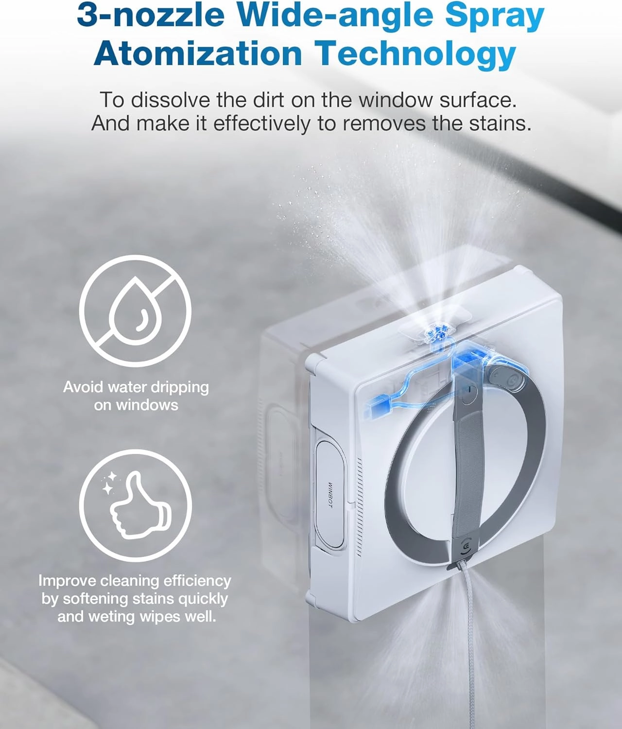 ECOVACS Winbot W2 Omni Portable Window Cleaning Robot, Intelligent Cleaning with Three-Nozzle Wide-Angle Spray Technology, Win SLAM 4.0 Path Planning, Deep Edge Cleaning, 5500Pa Suction Power