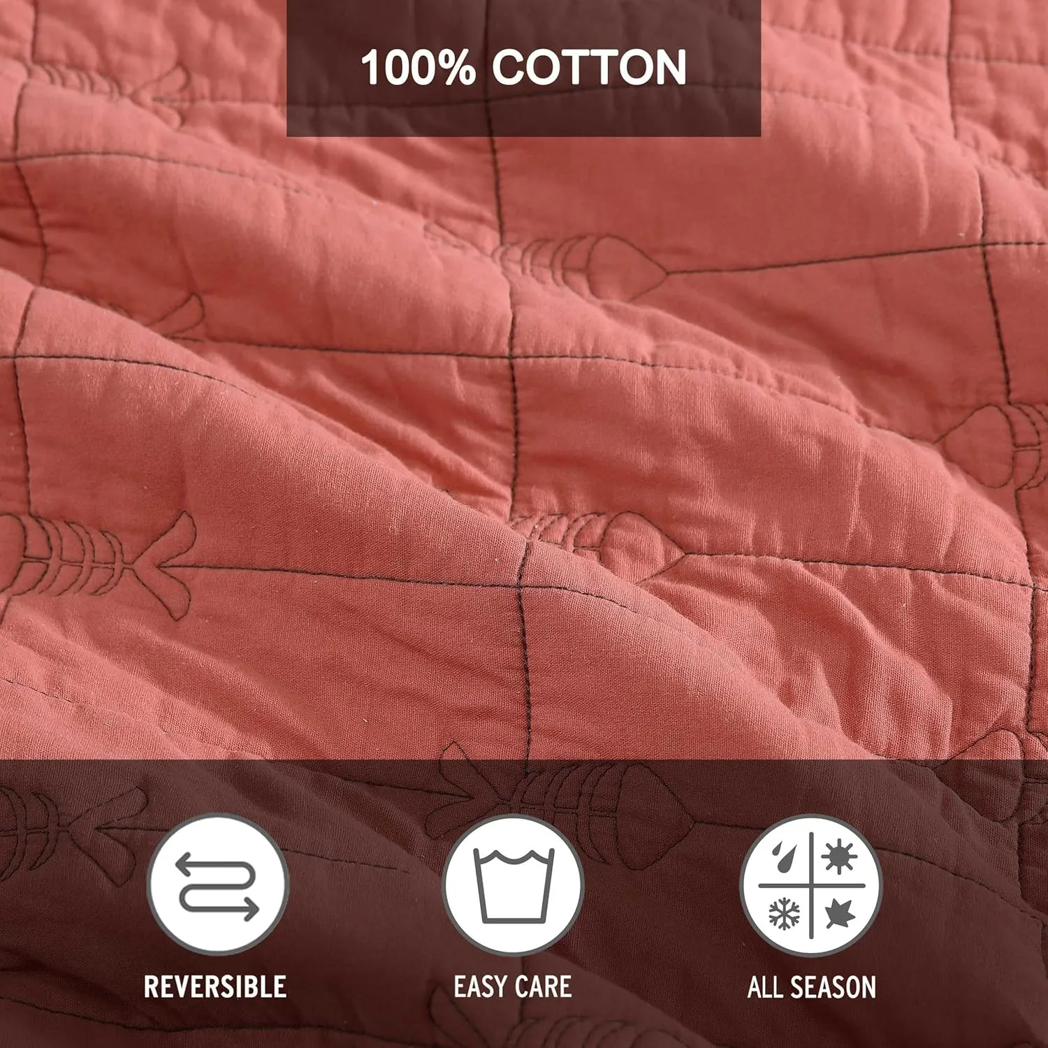 Eddie Bauer - King Quilt Set, Soft Reversible Bedding with Matching Shams, Fishing Inspired Home Decor (Troutdale Orange, King)