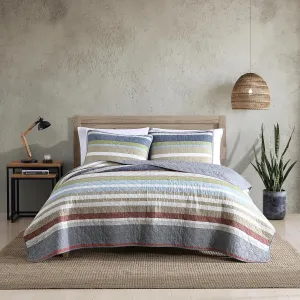 Eddie Bauer - Queen Quilt Set, Cotton Reversible Bedding with Matching Shams, Lightweight Home Decor for All Seasons (Salmon Ladder Multi, Queen)