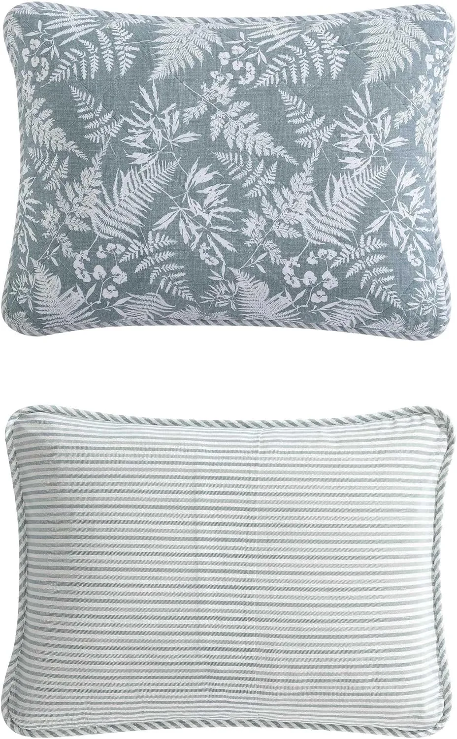 Eddie Bauer - Queen Quilt Set, Reversible Cotton Bedding with Matching Shams, Wildflower Inspired Home Decor with Stripe Reverse (Fern Garden Green, Queen)
