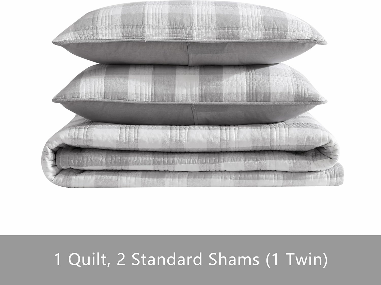 Eddie Bauer- King Quilt Set, Cotton Reversible Bedding with Matching Shams, Home Decor for All Seasons (Lakehouse Plaid Light Grey, King)