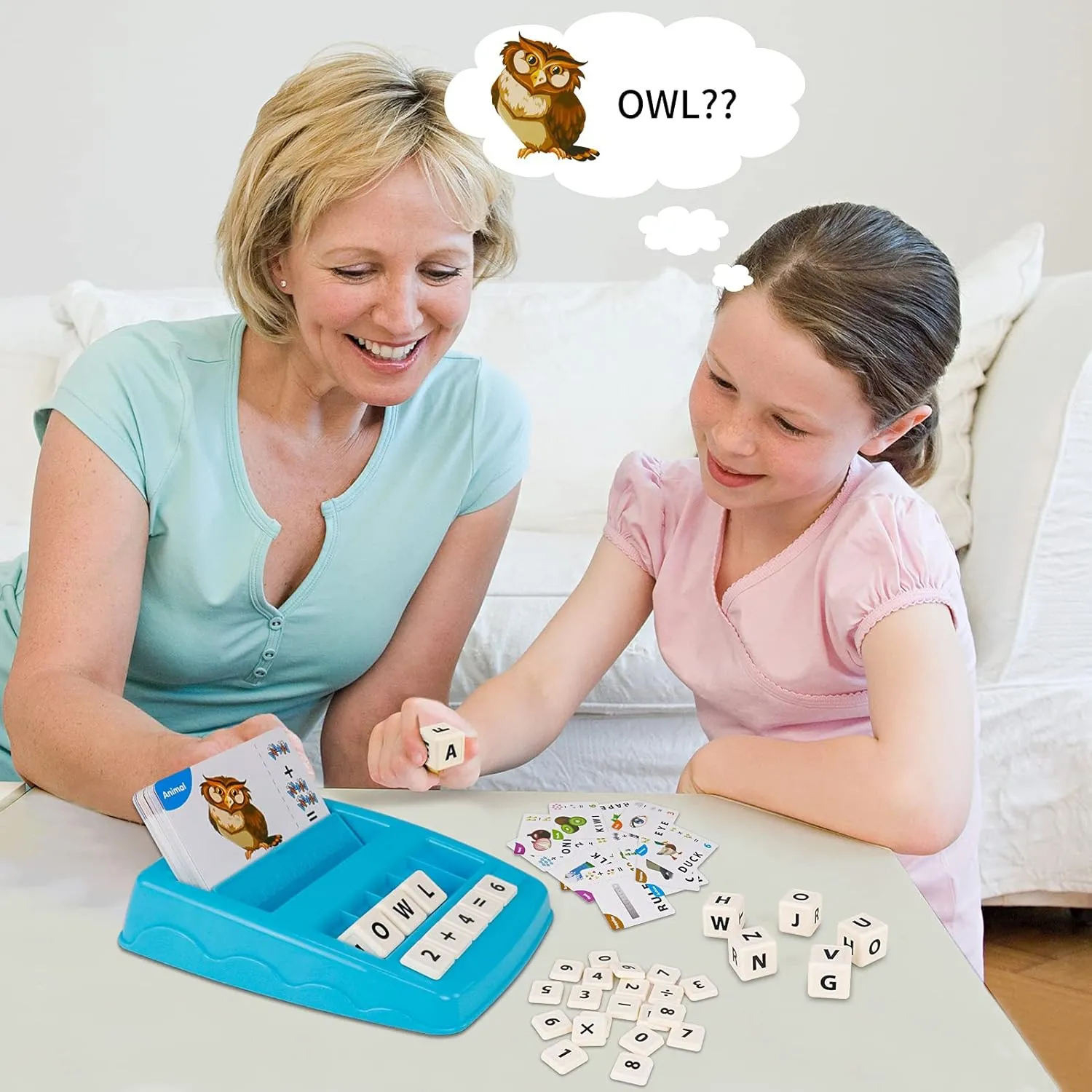 Educational Toys for Kids Ages 3-8,Learning Games for Kids 3-8, Matching Letter Spelling Math Game Flash Cards, Prescool Birthday Party Gifts for 3-8 Year Olds Boys Girls Light Blue