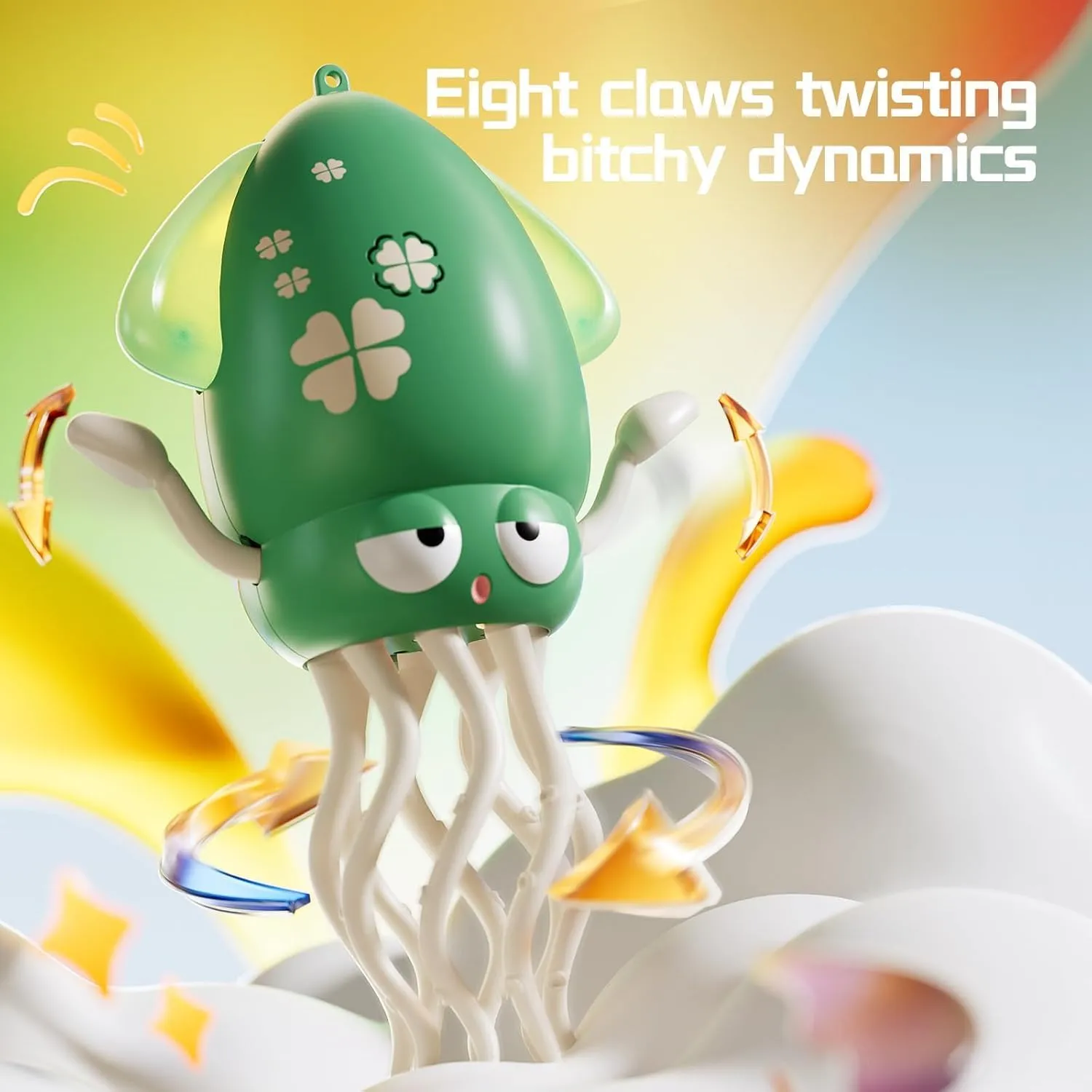 Electric Dancing Octopus Toy, Electric Crawling Squid Plaything with LED Lights & Music, Crawling Dancing Automatic Squid Avoidance Sensor Plaything, for Gifts, Indoor Fun(Green)