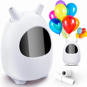 Electric Balloon Pump, Portable Dual Nozzle Electric Balloon Blower Pump, Electric Balloon Inflator for Decoration, Party Wedding Graduation (110V 600W) (White)