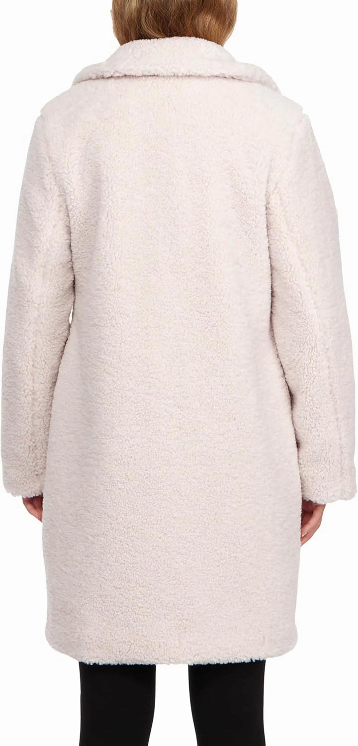 ELLEN TRACY Women's Fur Sherpa Jacket - Notch Collared Teddy Coat with Inseam Pockets - Plush Sherpa Jacket for Women (S-XL)