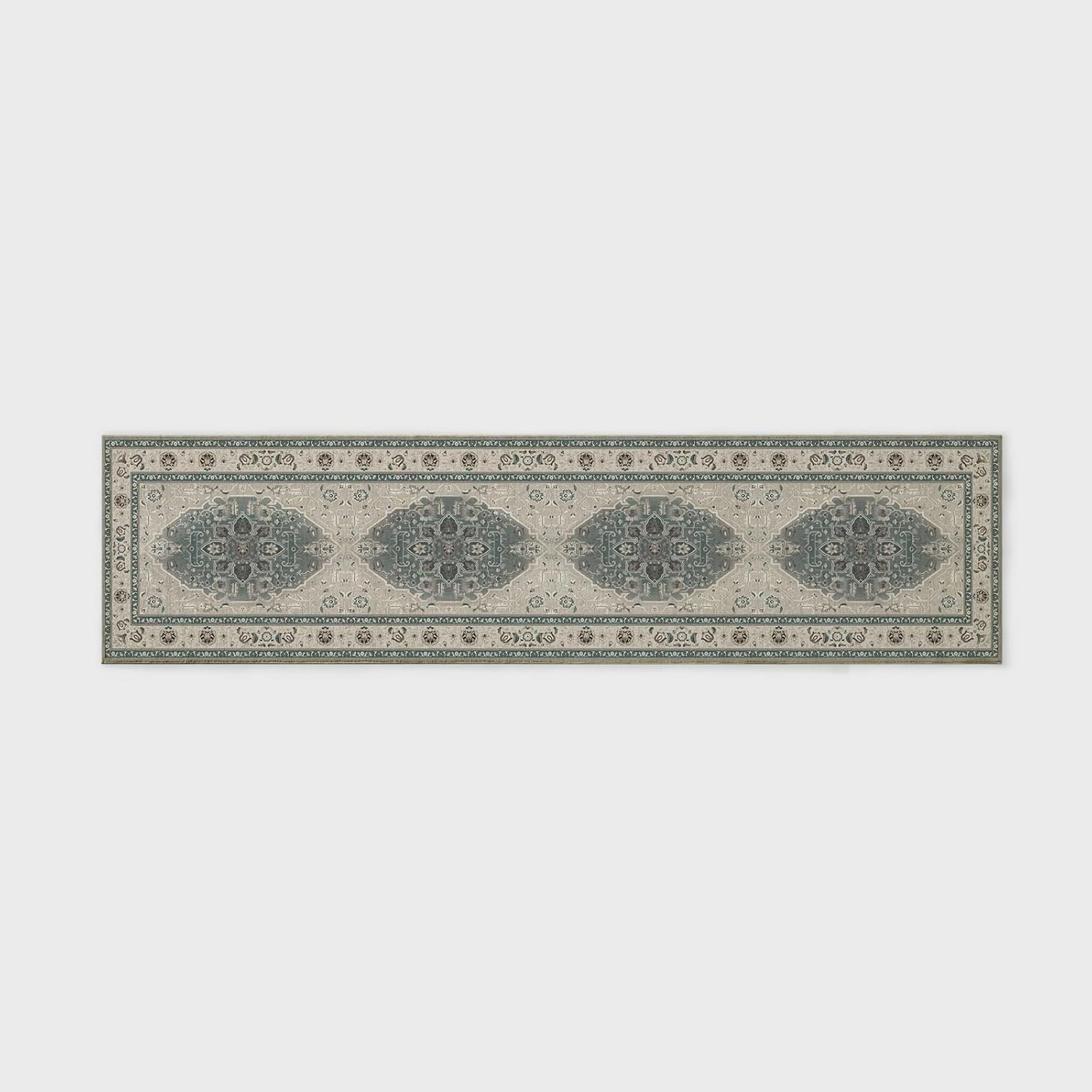 EVERGRACE Faux Wool Area Rugs 2'x 8' Boho Medallion Rugs for Living Room Indoor Outdoor Rugs for Bedroom Dining Room Entryway Kitchen Low Pile Washable Floor Mat Carpet, Steel Gray