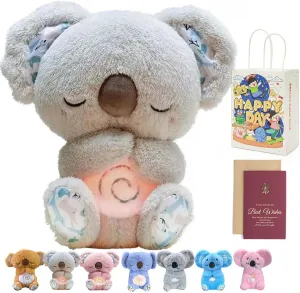 Evora Anxiety Relief Koala Bear - Breathing Stuffed Animal for Sleep With Musical Lights & Rhythmic Breathing Motion (G)
