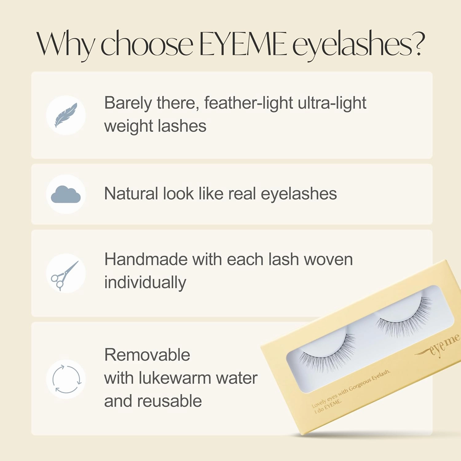EYEME Eyelash NO.32 – 5 Set Pack, Soft Wispy False Eyelashes with a Natural Extension-Like Look, Lightweight with Longer Center Fibers for Brighter Eyes, K-Beauty