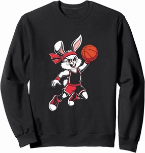Fierce Basketball Bunny Slam Dunk Cool Sports Easter Sweatshirt