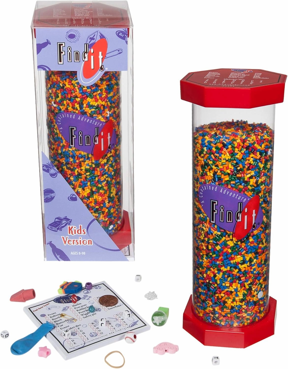 Find it Games Hidden Object Game, Find and Seek Scavenger Hunt, Kids Edition Kid Friendly Themed Items, Including Alphabet Beads, Car, Fish, Balloon, Baseball - Travel Game for Ages 8 