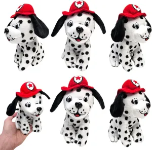 Firefighter Dalmatian Plush (6 Pack) (7 Inch) Stuffed Dog with Firefighter Helmet Carnival Prize (Dalmatians, 6, Count)