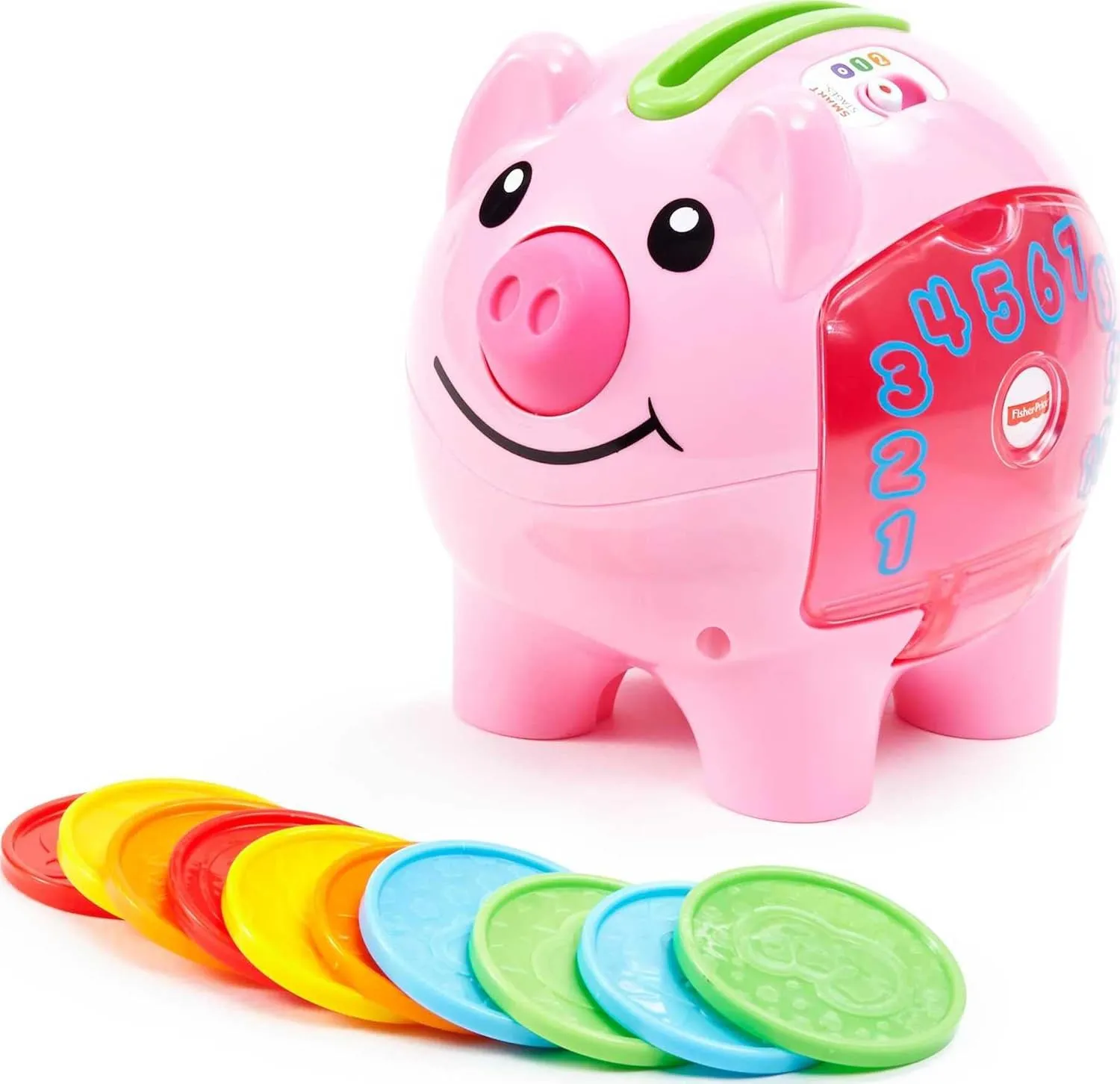 Fisher-Price Baby & Toddler Toy Laugh & Learn Smart Stages Piggy Bank with Learning Songs & Phrases for Infants Ages 6  Months