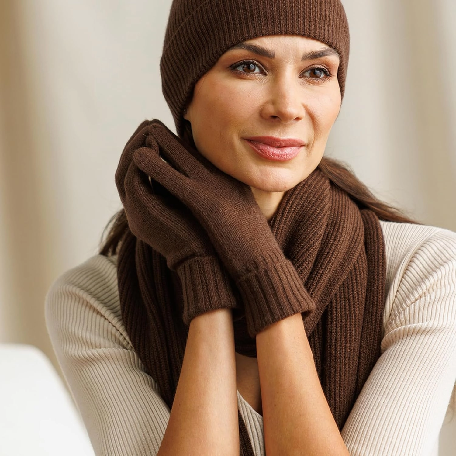 Fishers Finery Women's 100% Pure Knit Ultra Plush Cashmere Gloves Ribbed Cuff